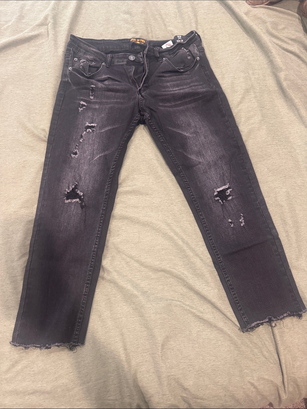 Ring of Fire Black Distressed Ankle Jeans